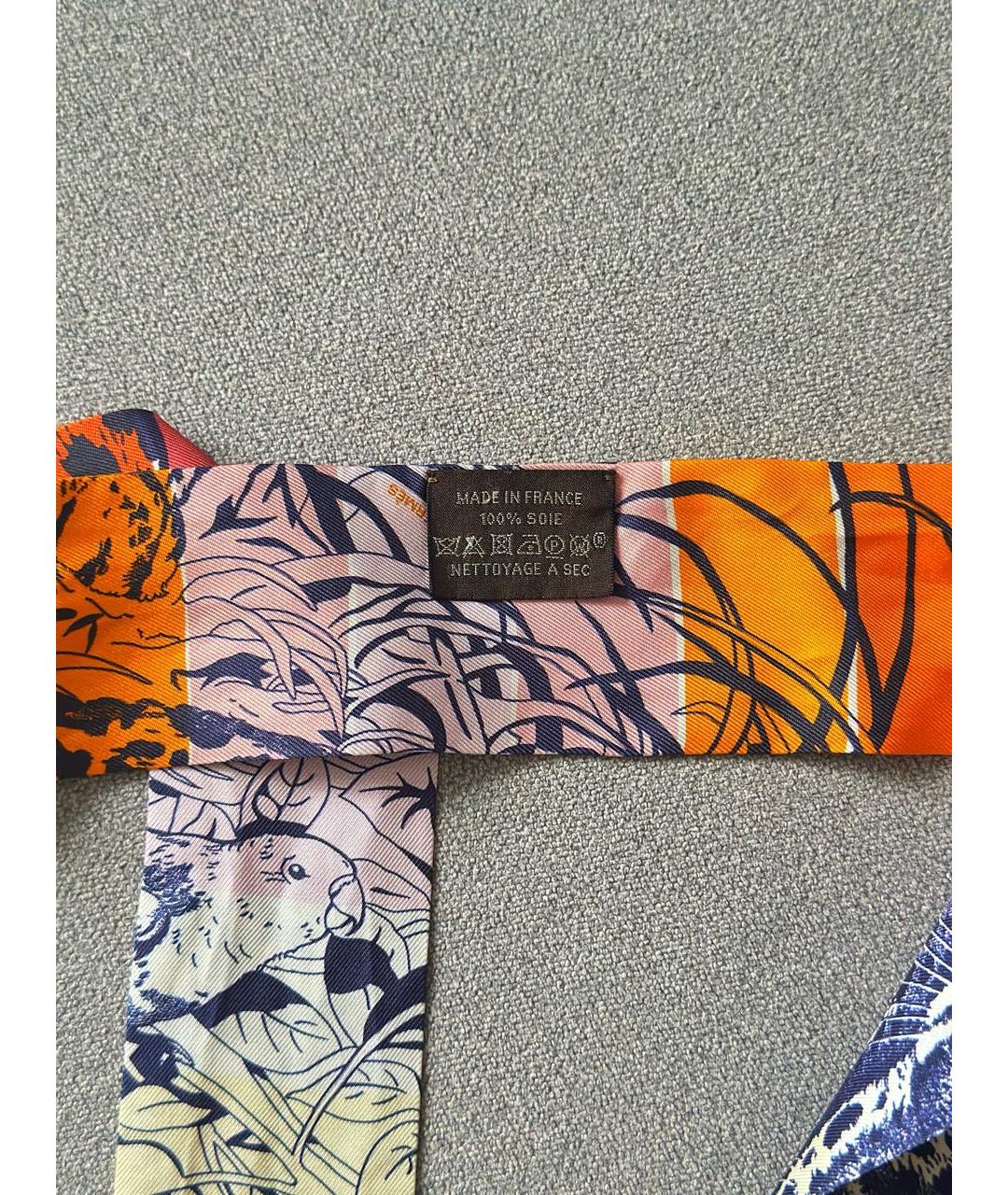 HERMES Оранжевый шелковый платок, фото 5