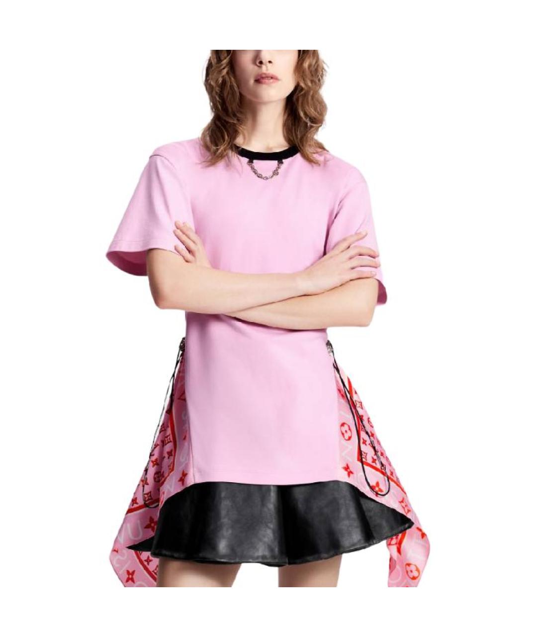 LOUIS VUITTON Розовая хлопковая футболка, фото 2