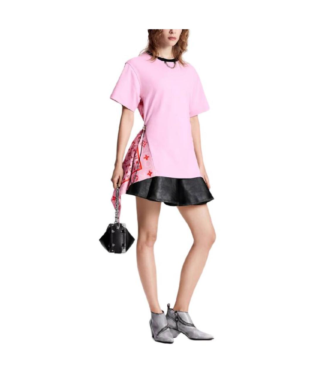 LOUIS VUITTON Розовая хлопковая футболка, фото 4