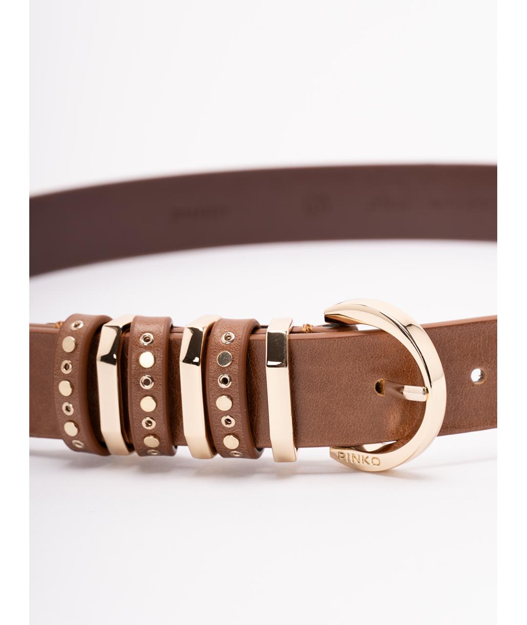 PINKO Коричневый кожаный ремень, фото 2