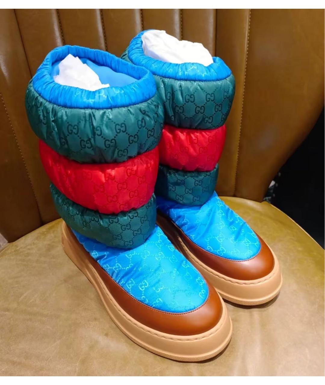 GUCCI Коричневые текстильные сапоги, фото 5