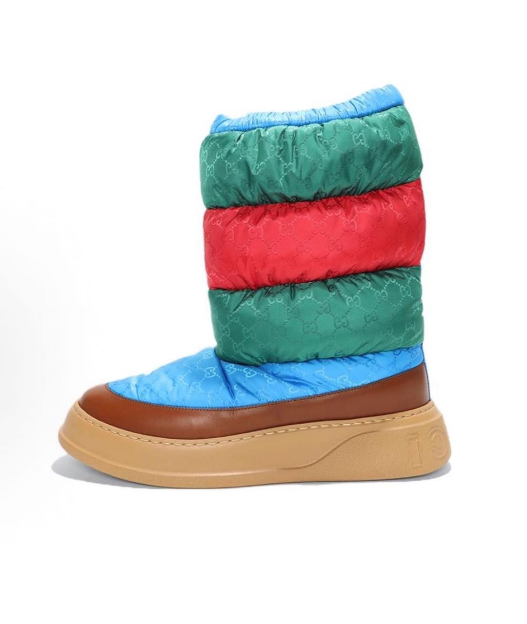 GUCCI Коричневые текстильные сапоги, фото 6