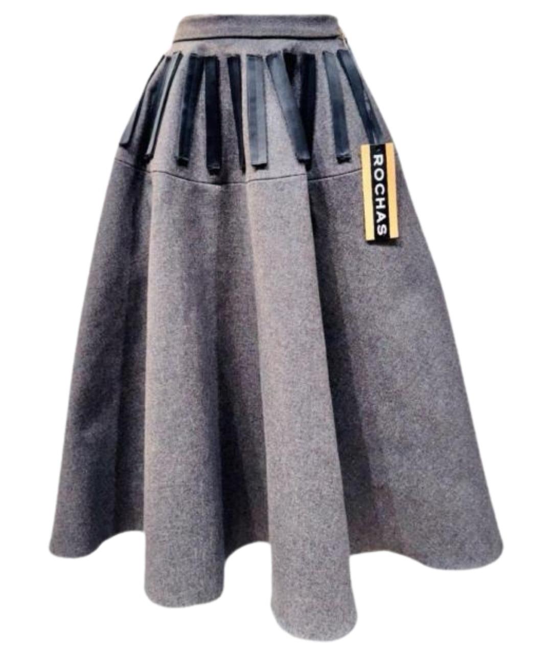 ROCHAS Серая кашемировая юбка миди, фото 1