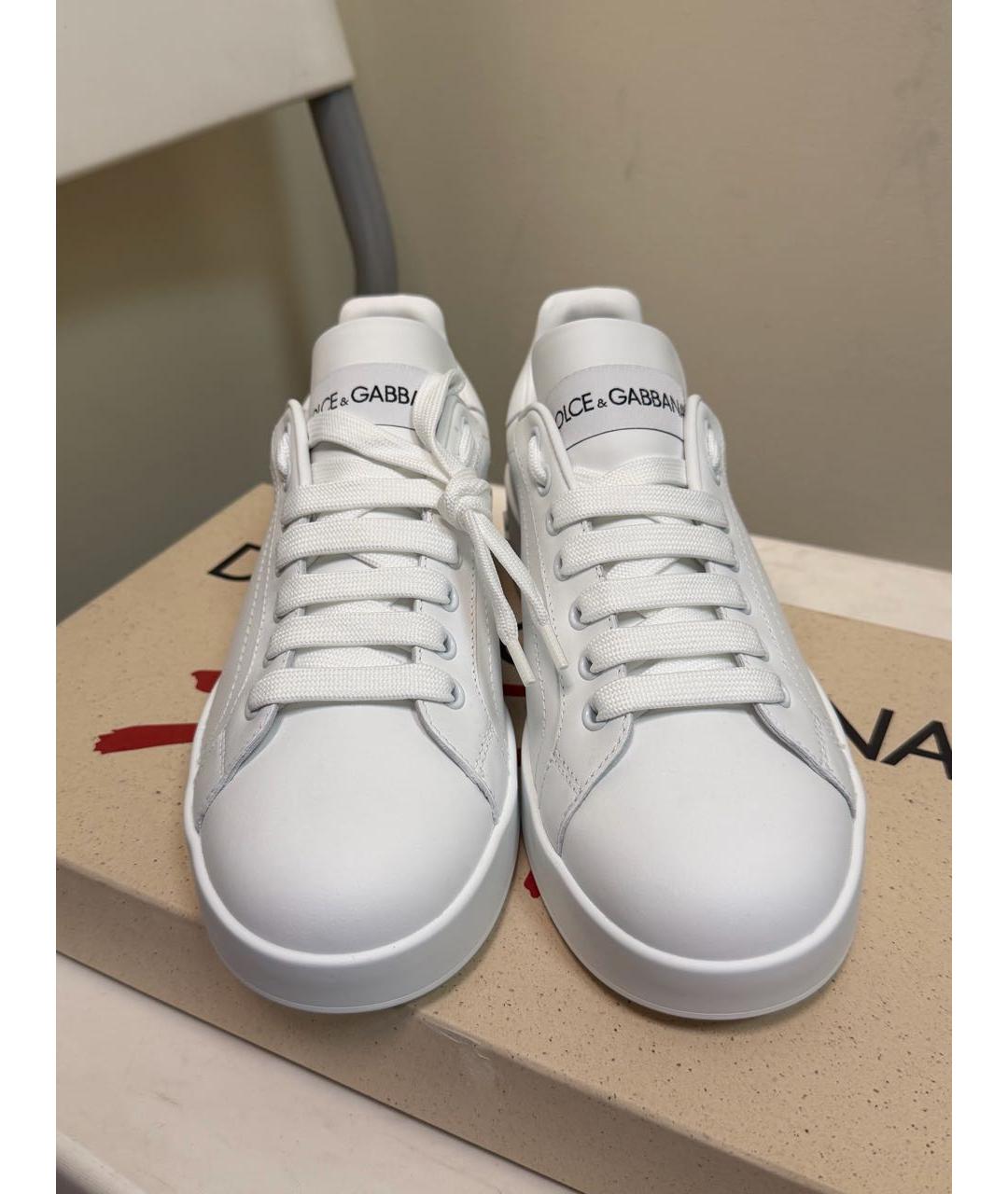 DOLCE&GABBANA Белые кожаные кеды, фото 2