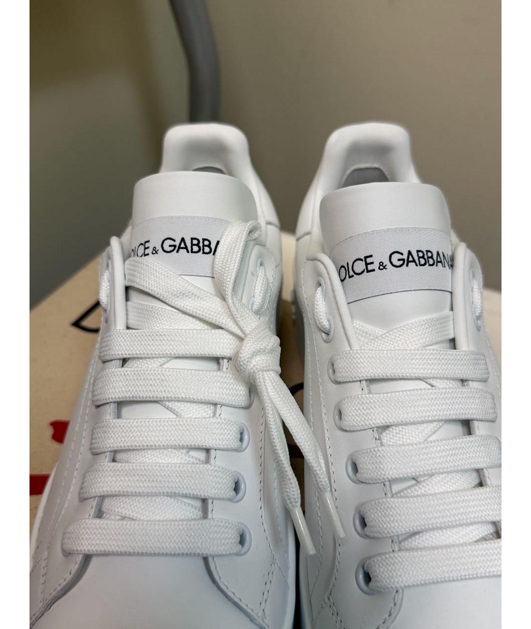 DOLCE&GABBANA Белые кожаные кеды, фото 3