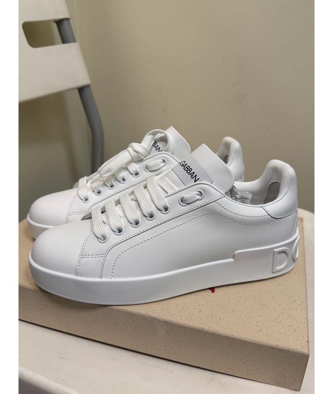 DOLCE&GABBANA Белые кожаные кеды, фото 6