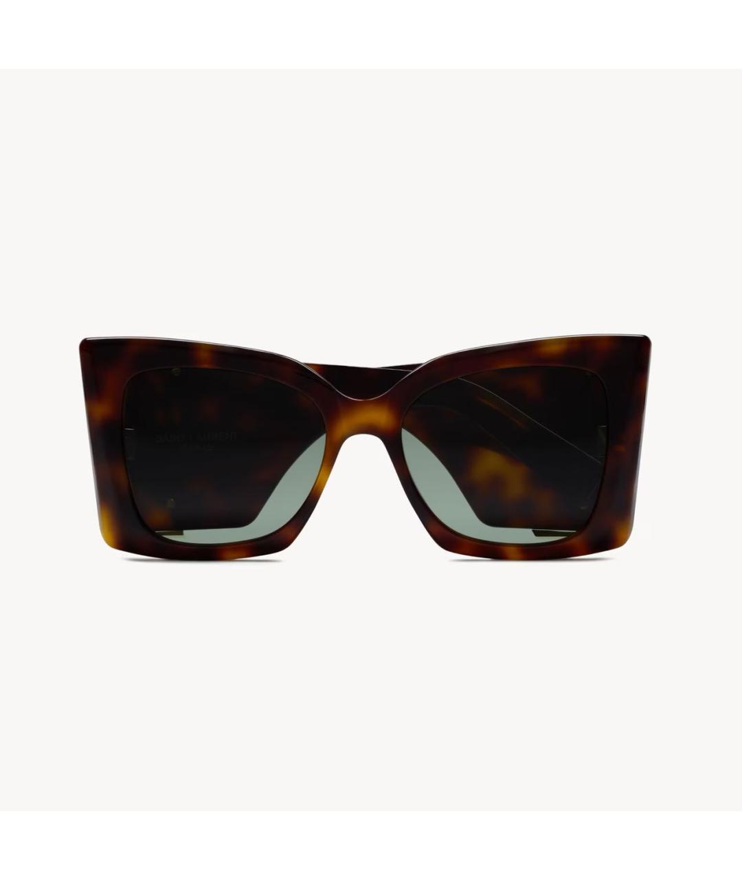 SAINT LAURENT Коричневые пластиковые солнцезащитные очки, фото 2