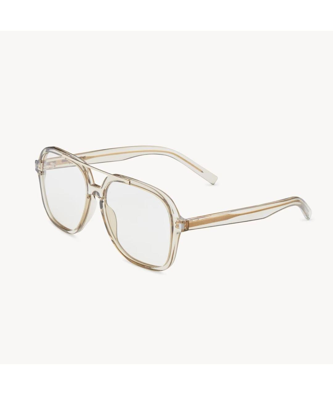 SAINT LAURENT Золотые пластиковые солнцезащитные очки, фото 3