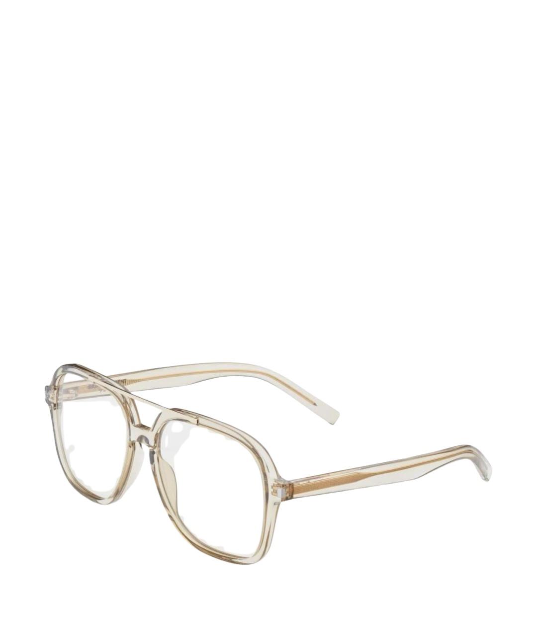 SAINT LAURENT Золотые пластиковые солнцезащитные очки, фото 1