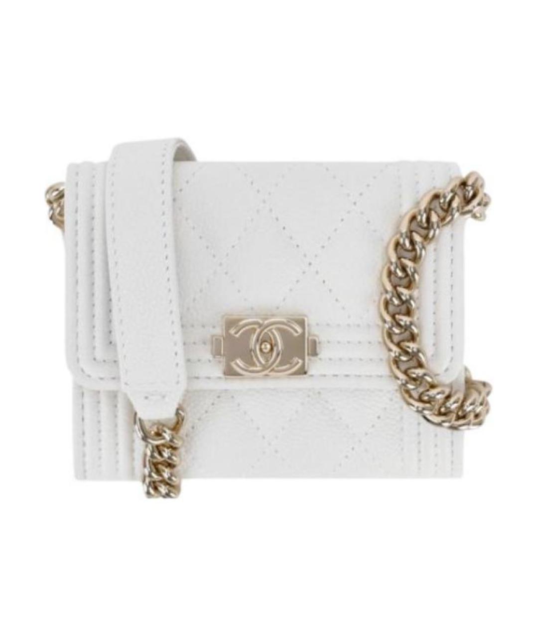 CHANEL Белый кожаный кошелек, фото 5