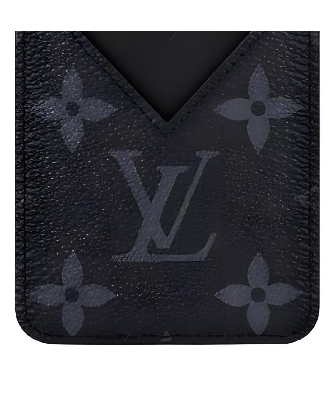 LOUIS VUITTON Черный кожаный кардхолдер, фото 4
