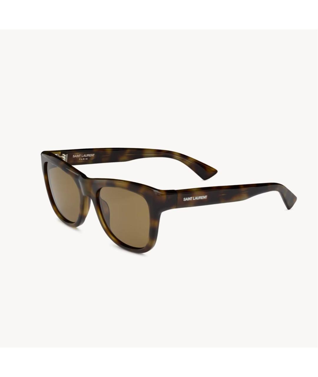 SAINT LAURENT Коричневые пластиковые солнцезащитные очки, фото 3