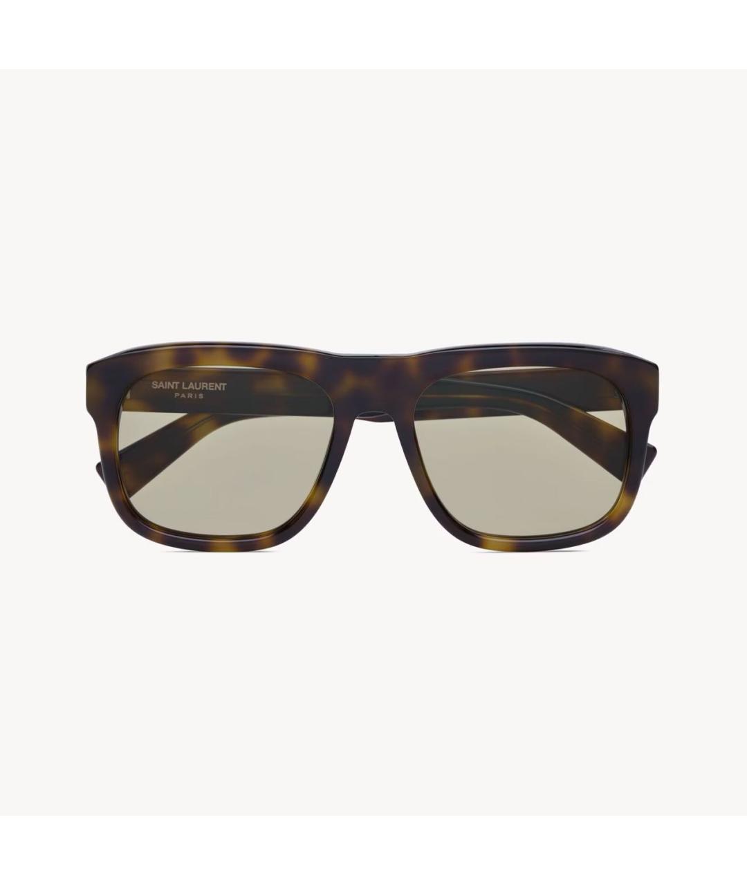 SAINT LAURENT Коричневые пластиковые солнцезащитные очки, фото 2