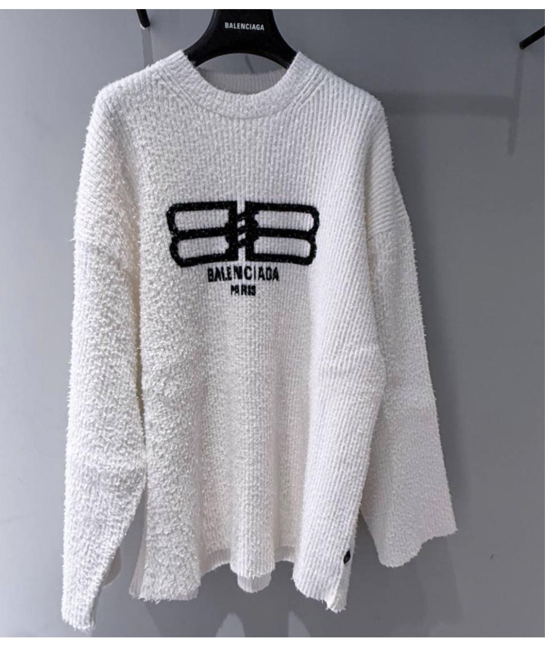 BALENCIAGA Белый хлопковый джемпер / свитер, фото 7