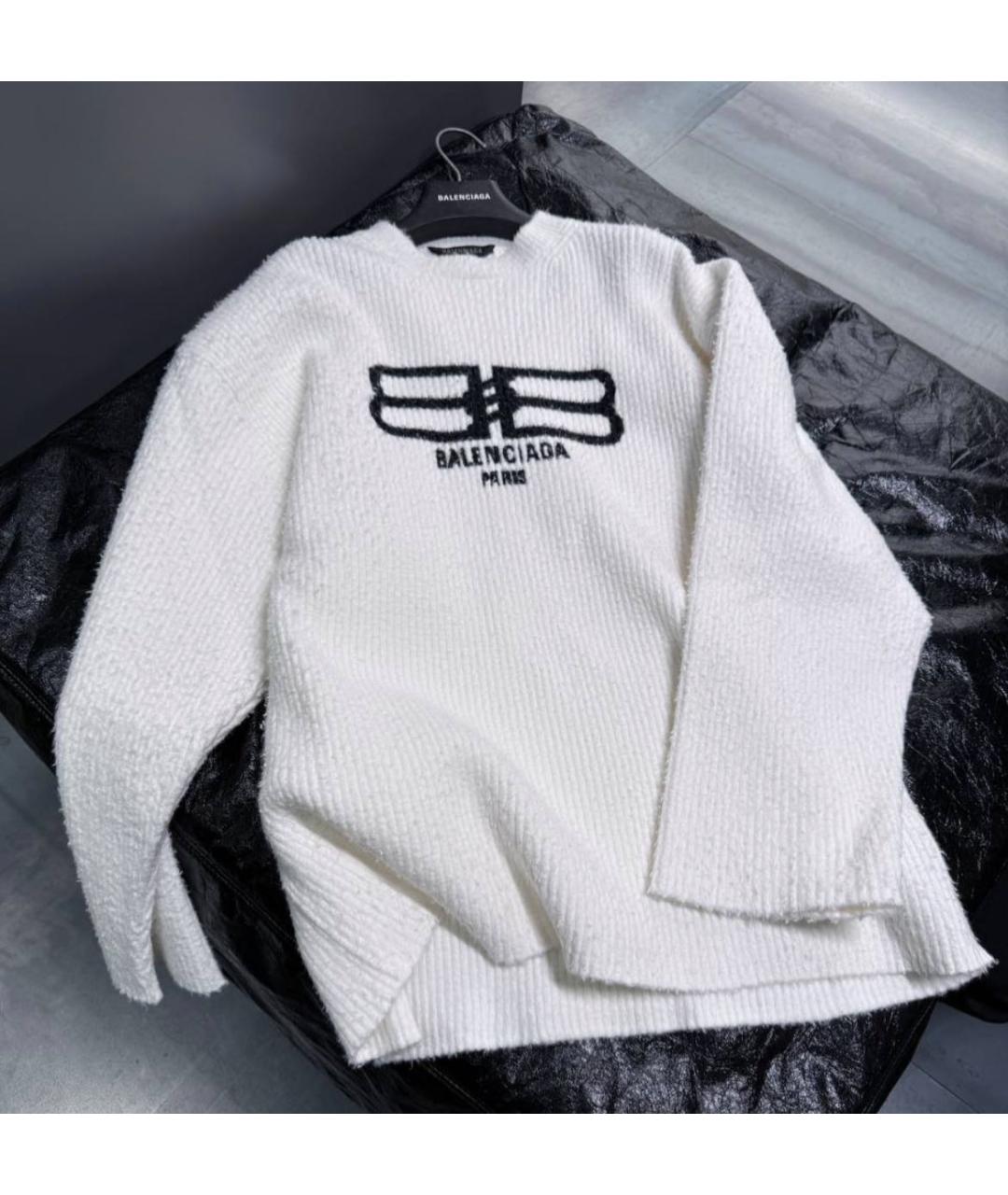 BALENCIAGA Белый хлопковый джемпер / свитер, фото 2