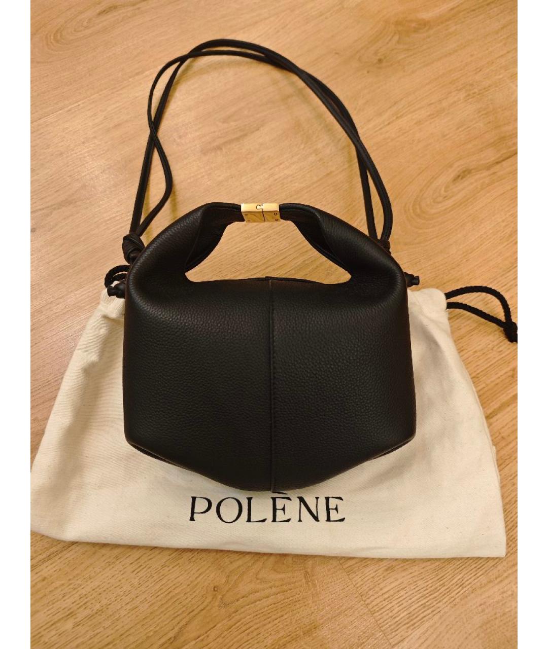 POLENE Черная кожаная сумка через плечо, фото 2