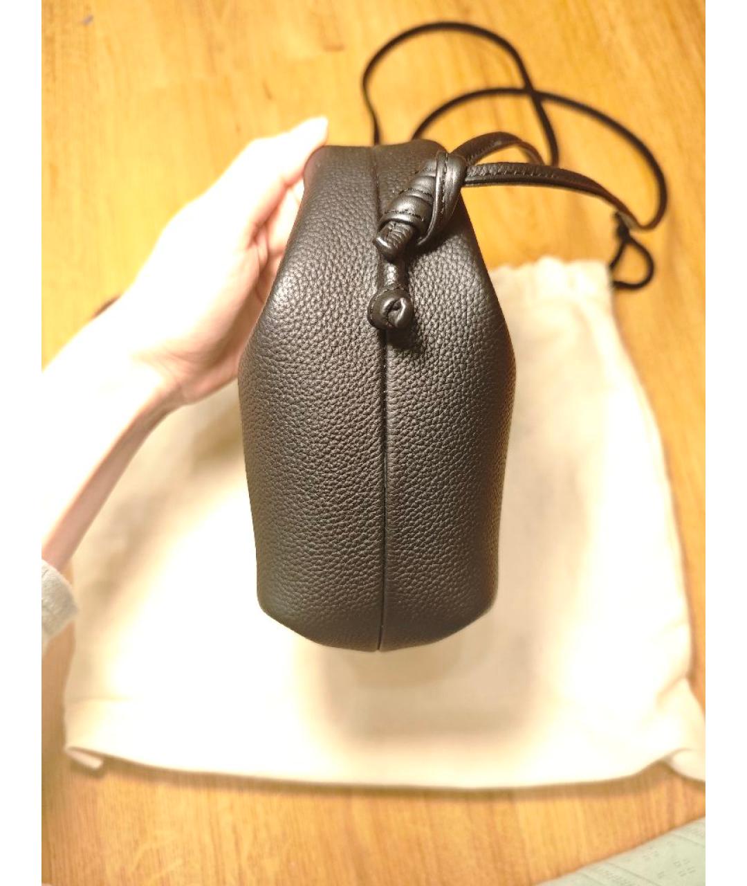 POLENE Черная кожаная сумка через плечо, фото 5