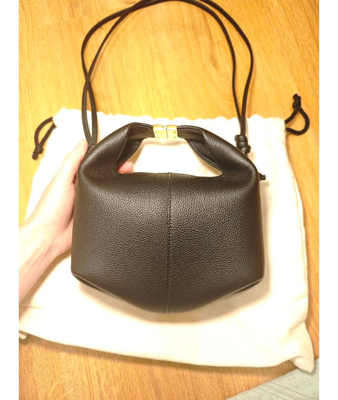 POLENE Черная кожаная сумка через плечо, фото 3