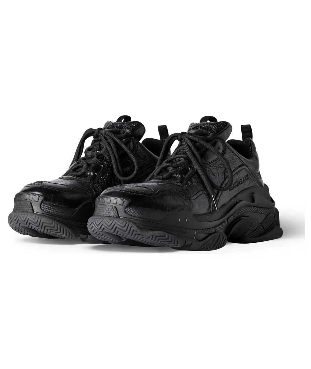 BALENCIAGA Черные кожаные низкие кроссовки / кеды, фото 3