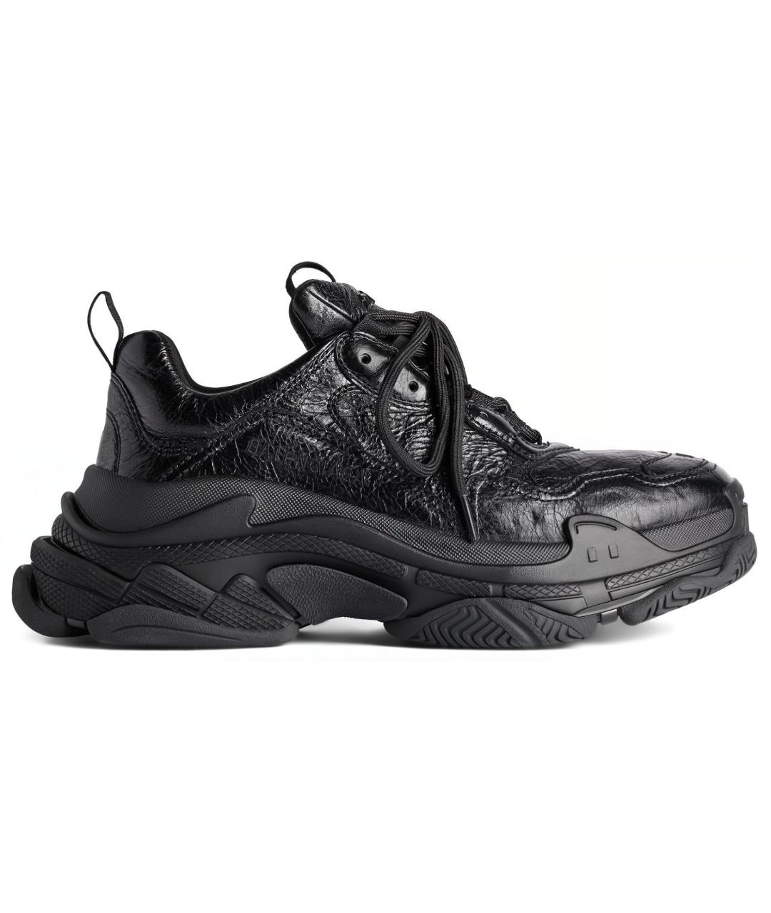 BALENCIAGA Черные кожаные низкие кроссовки / кеды, фото 1