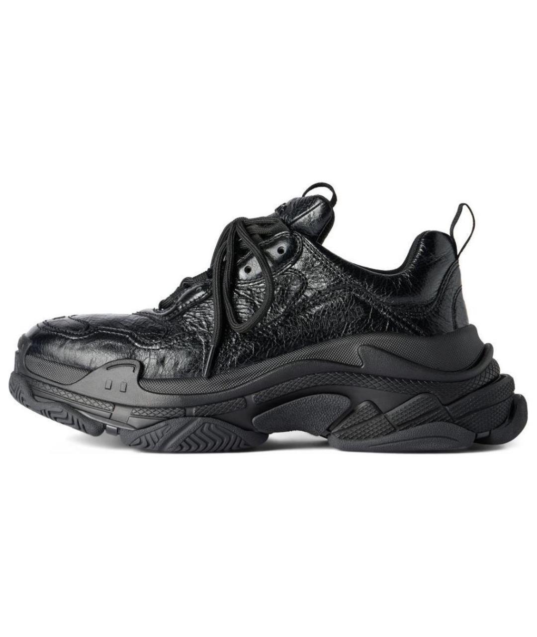 BALENCIAGA Черные кожаные низкие кроссовки / кеды, фото 2