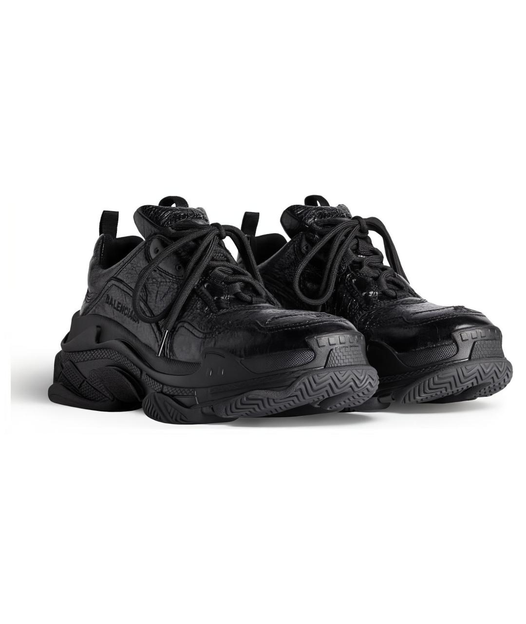 BALENCIAGA Черные кожаные низкие кроссовки / кеды, фото 4