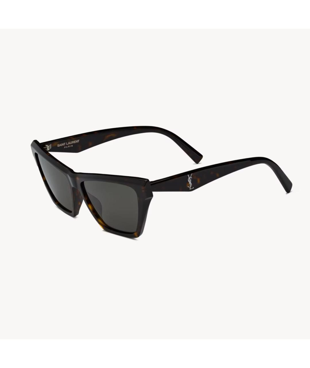 SAINT LAURENT Коричневые пластиковые солнцезащитные очки, фото 3