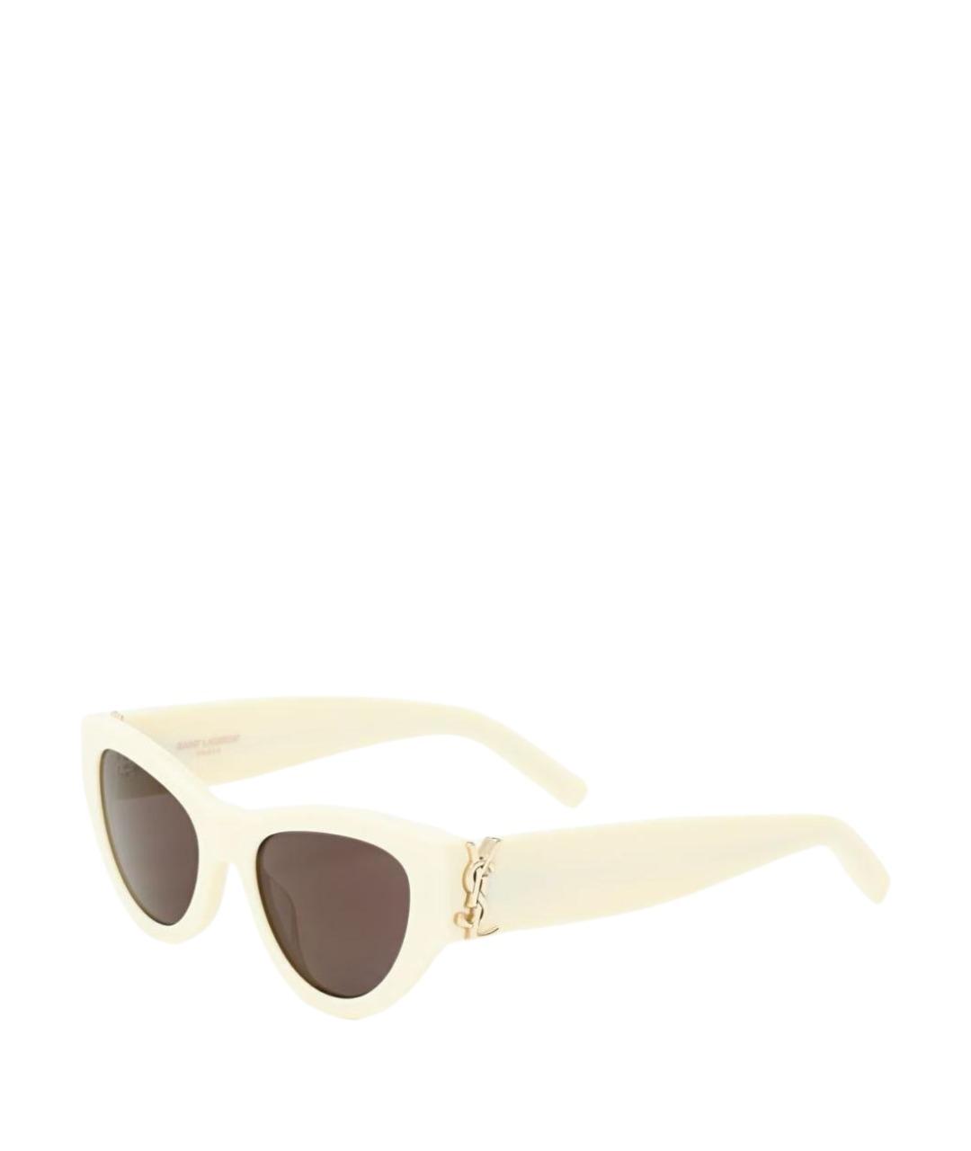 SAINT LAURENT Бежевые пластиковые солнцезащитные очки, фото 1
