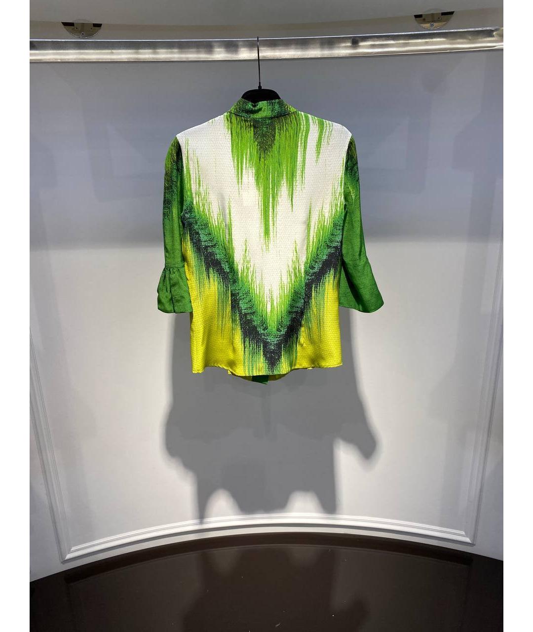 ROBERTO CAVALLI Зеленая шелковая футболка, фото 3