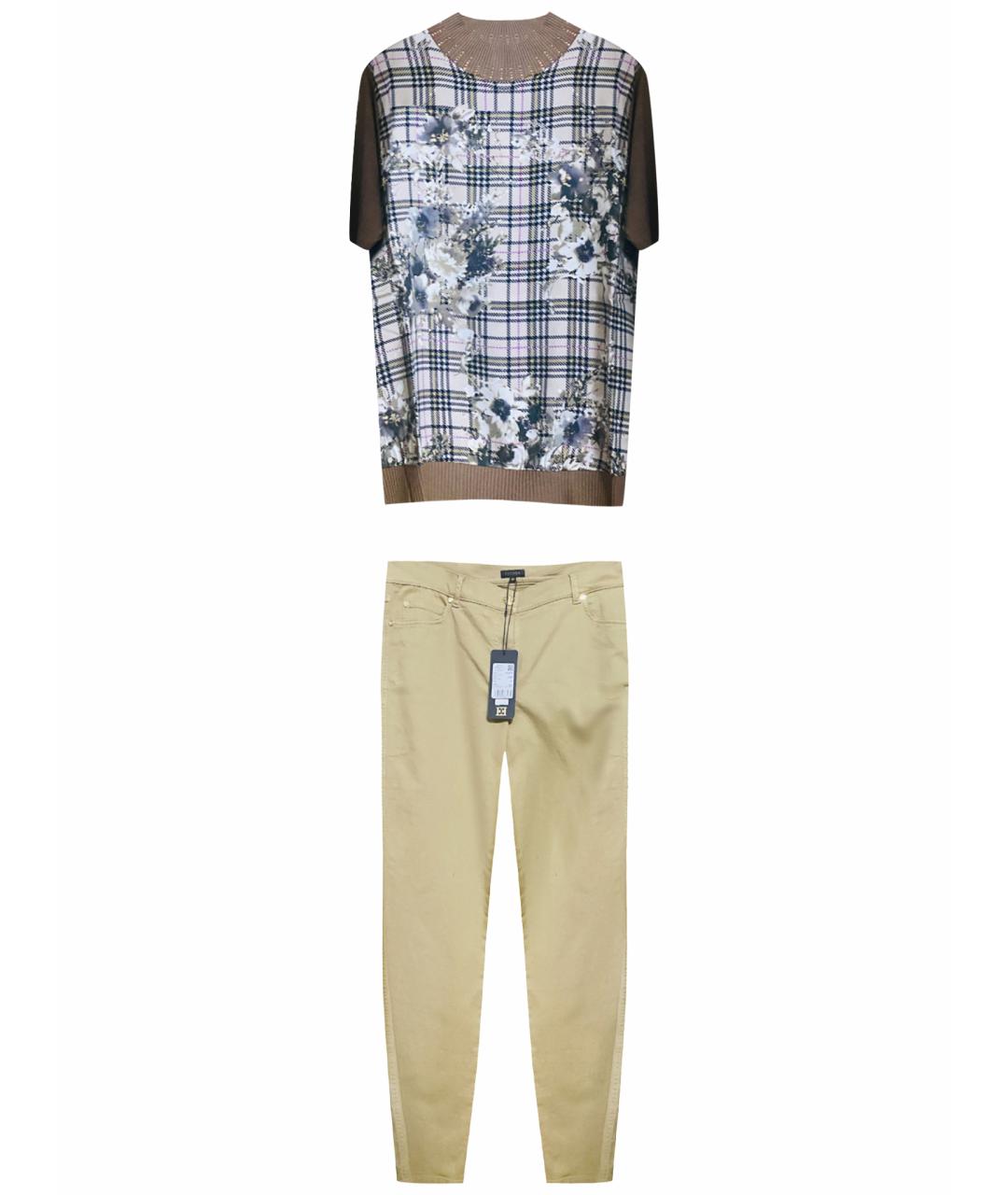 ESCADA Бежевый хлопко-эластановый костюм с брюками, фото 1