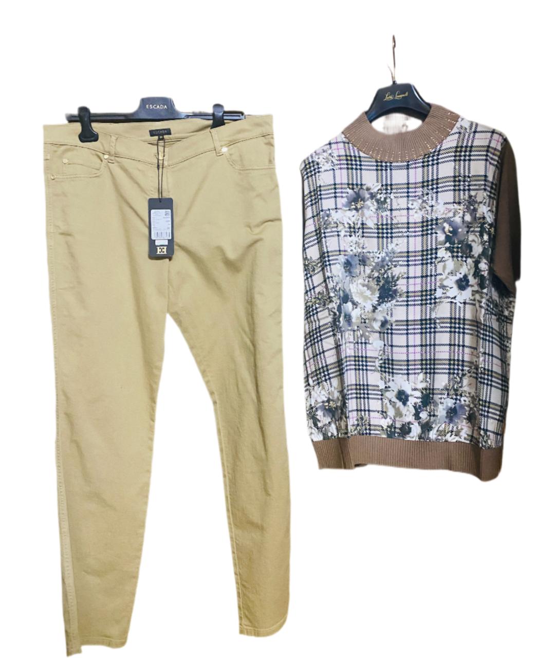 ESCADA Бежевый хлопко-эластановый костюм с брюками, фото 6