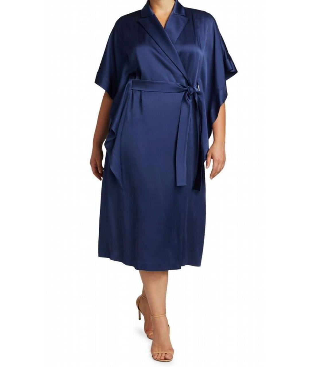 MARINA RINALDI Темно-синее ацетатное повседневное платье, фото 6