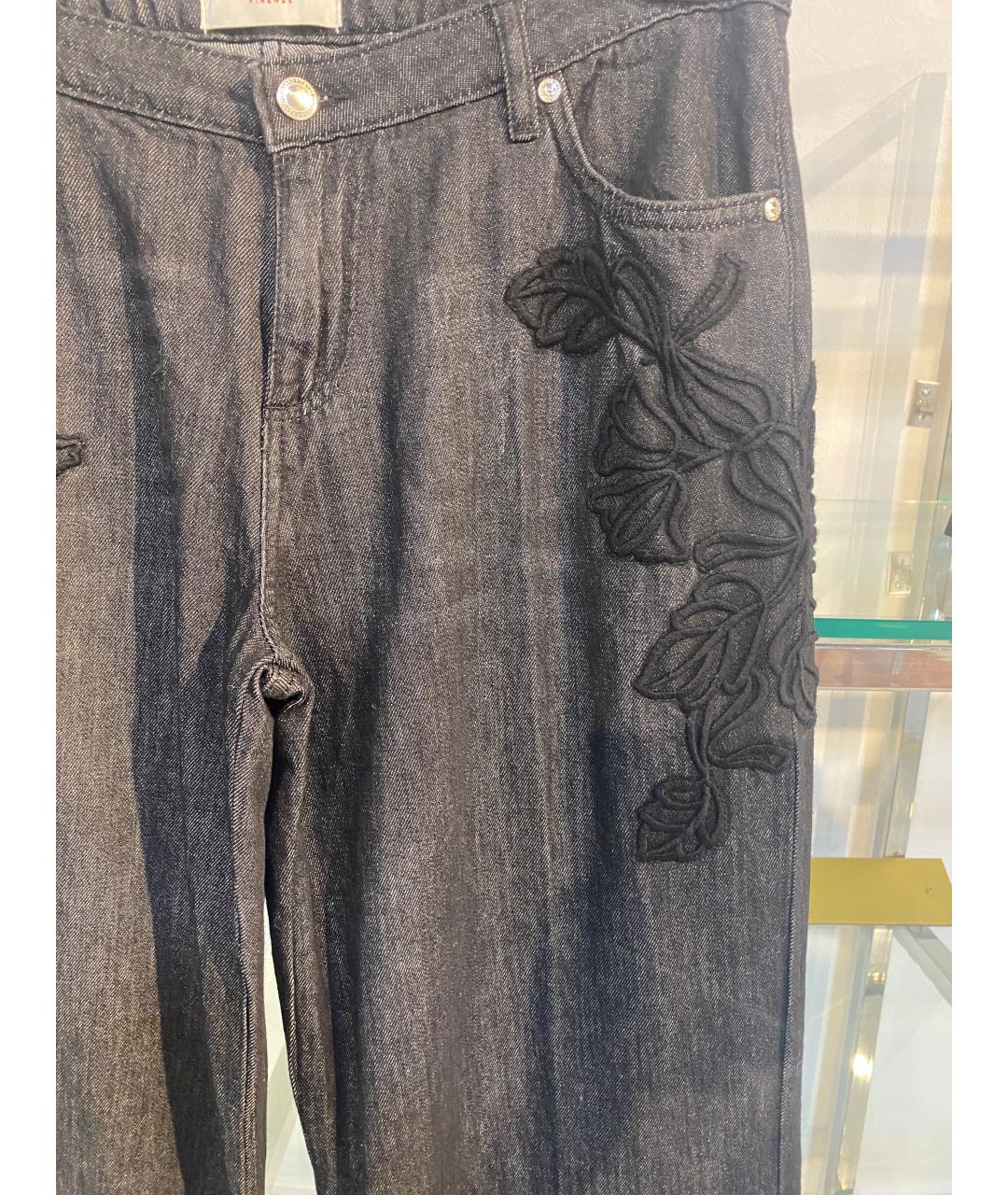 ERMANNO FIRENZE Черные хлопко-эластановые прямые джинсы, фото 3