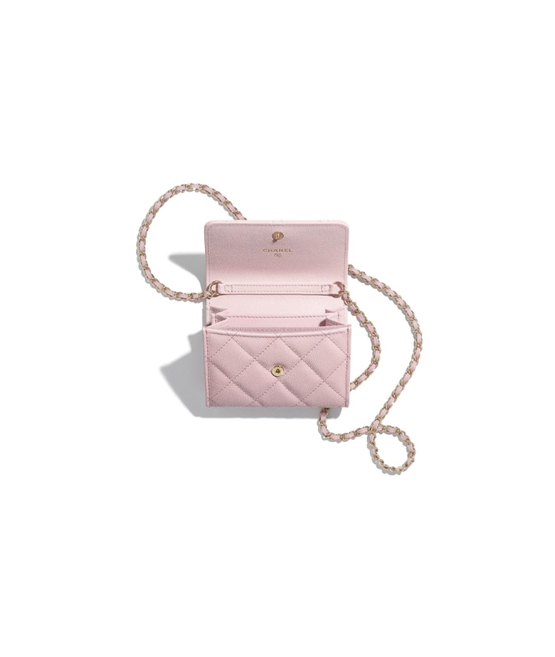 CHANEL Розовый кожаный кошелек, фото 4