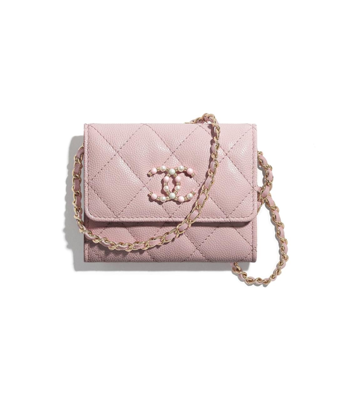 CHANEL Розовый кожаный кошелек, фото 6