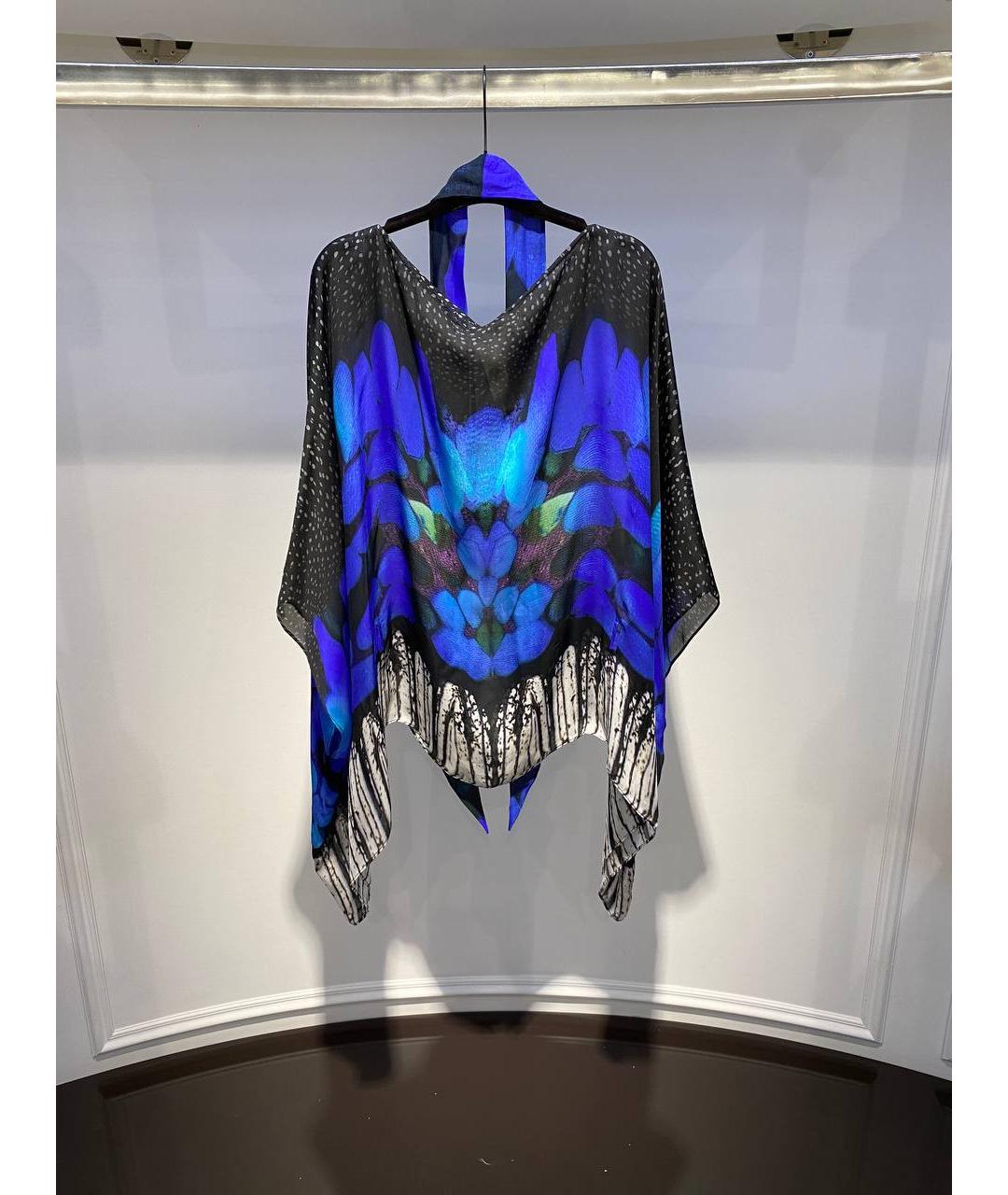 ROBERTO CAVALLI Синяя шелковая туника, фото 3