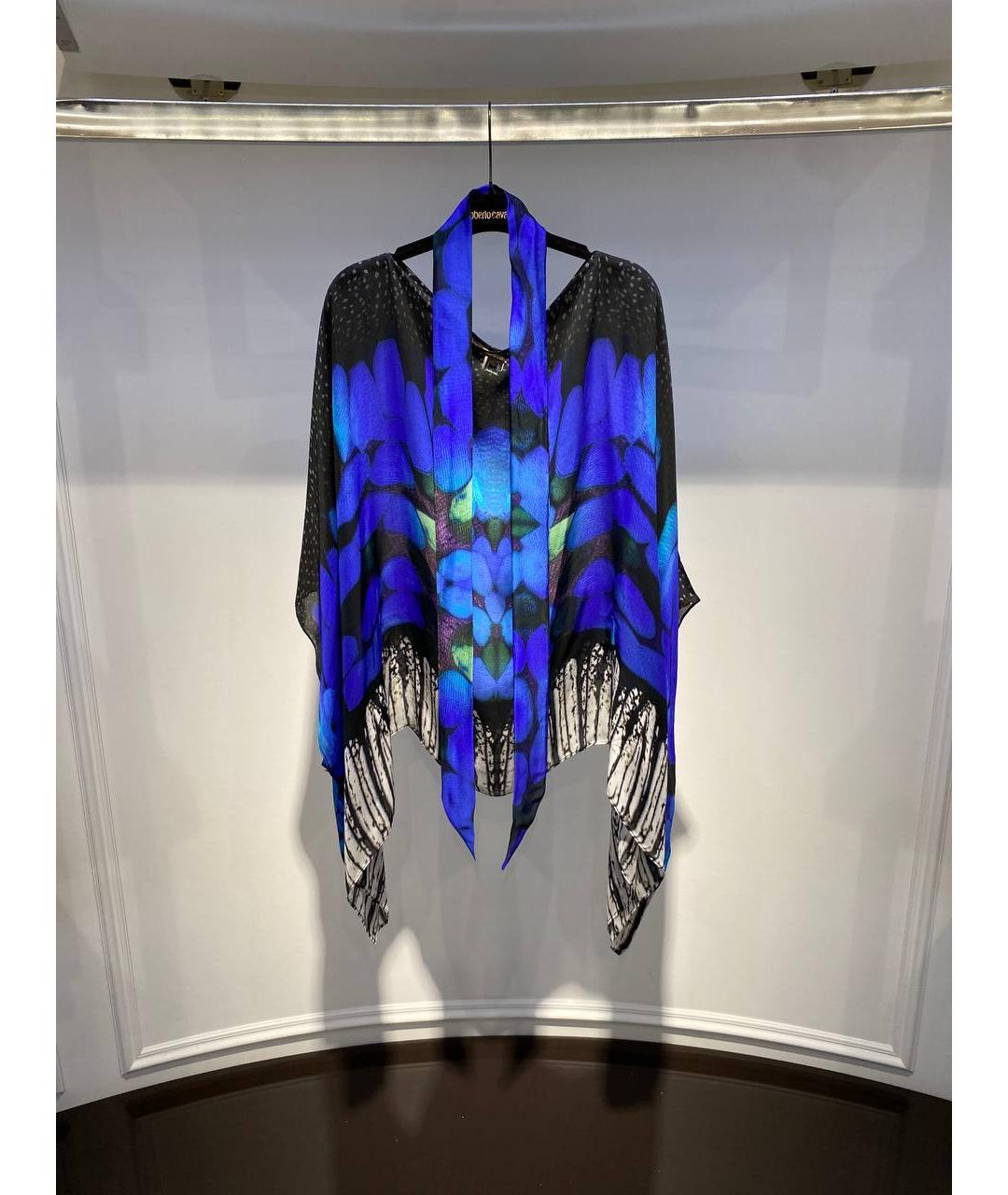 ROBERTO CAVALLI Синяя шелковая туника, фото 4
