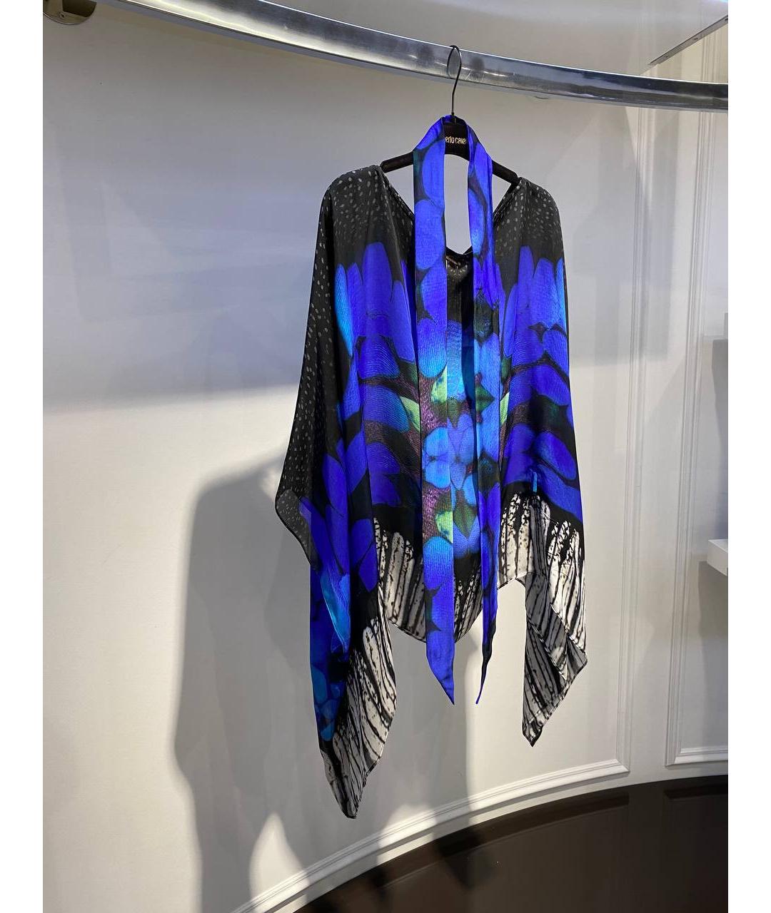 ROBERTO CAVALLI Синяя шелковая туника, фото 2