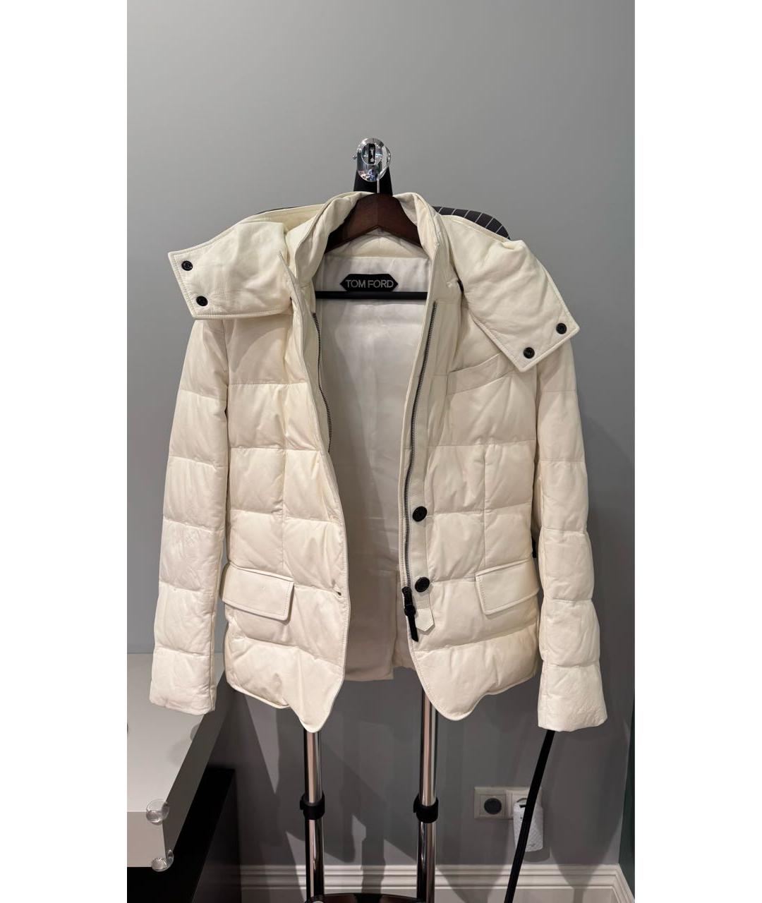 TOM FORD Белый кожаный пуховик, фото 4