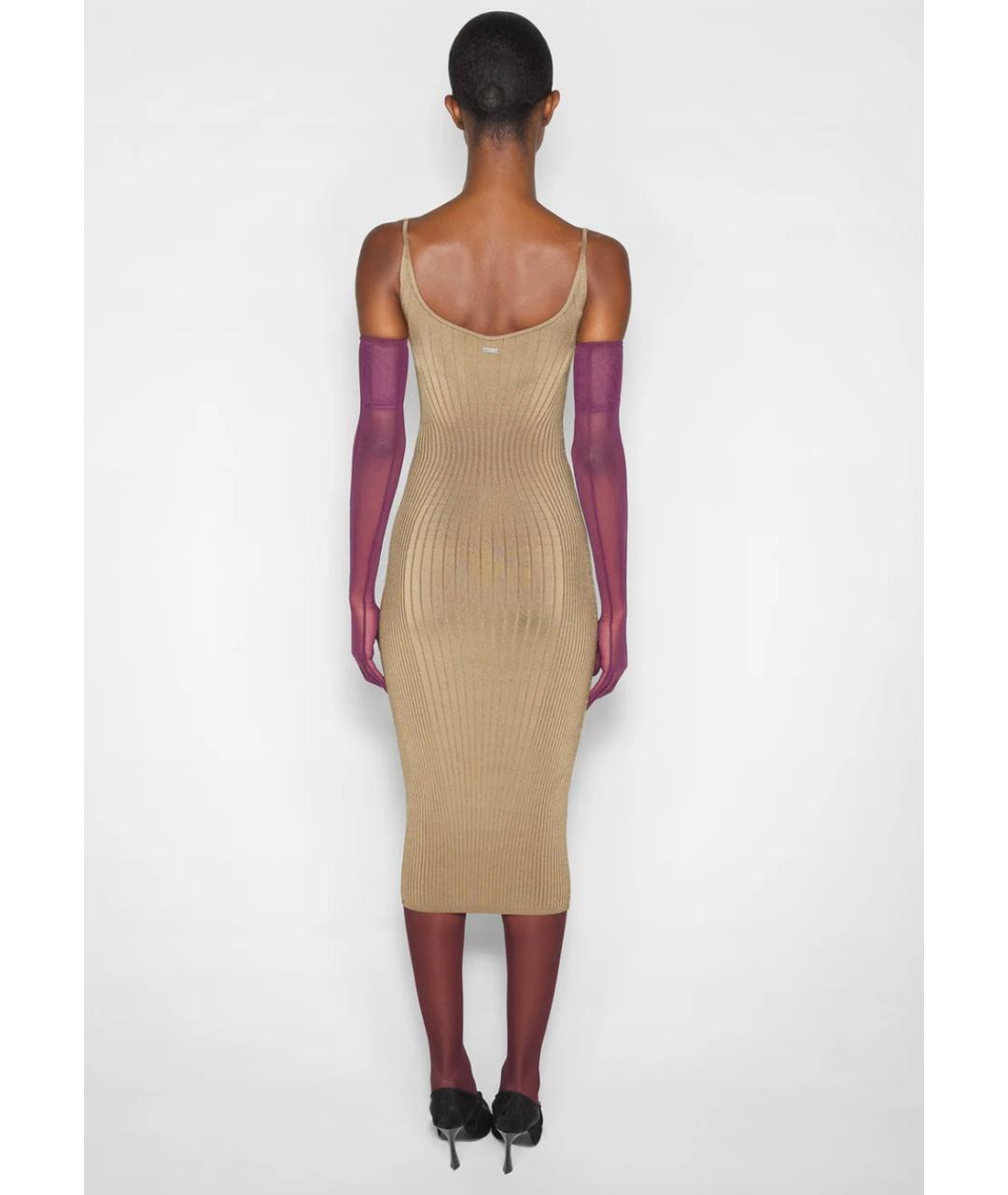 MUGLER Бежевое коктейльное платье, фото 4