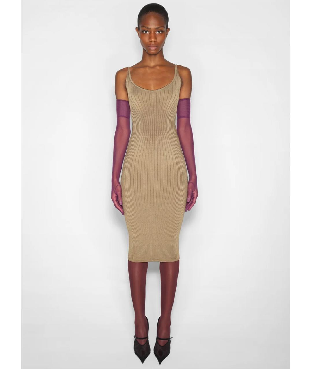MUGLER Бежевое коктейльное платье, фото 2