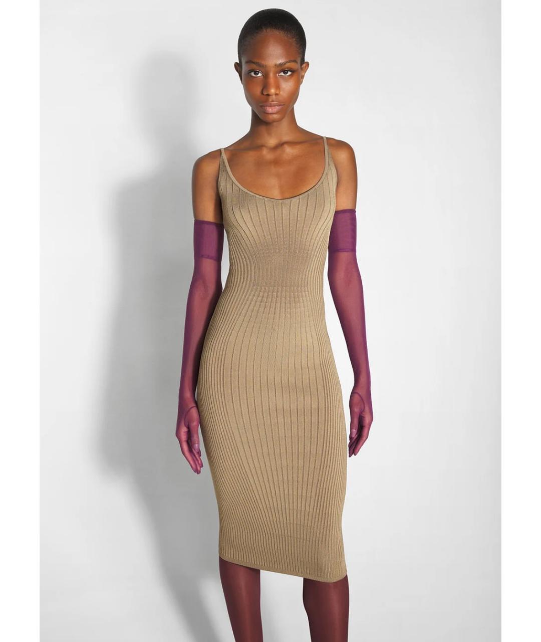 MUGLER Бежевое коктейльное платье, фото 3