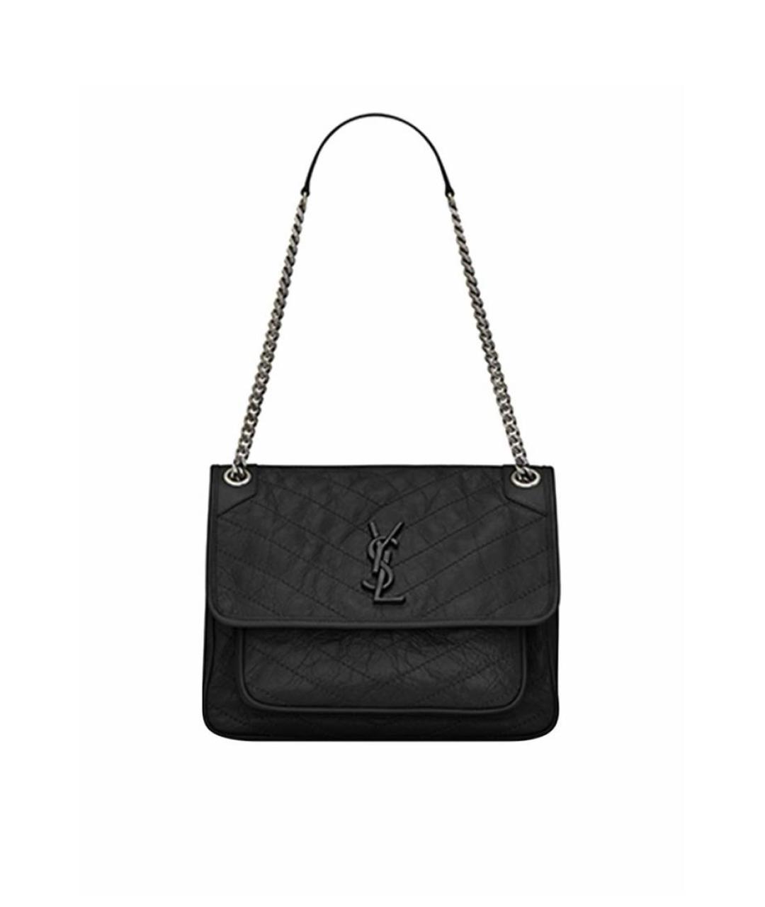 SAINT LAURENT Черная кожаная сумка через плечо, фото 6