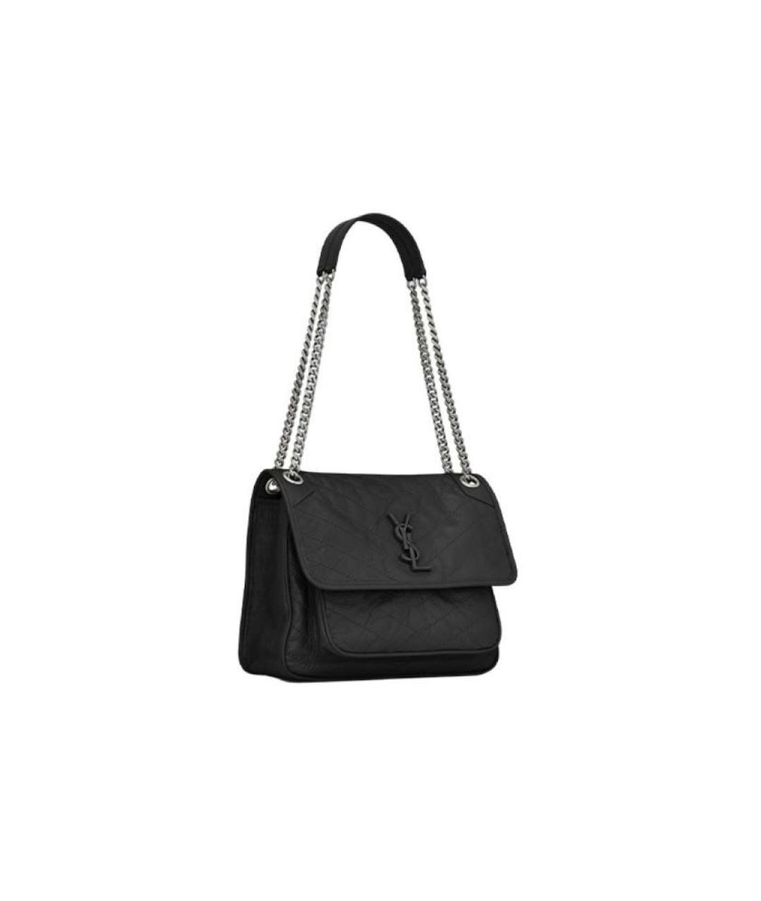 SAINT LAURENT Черная кожаная сумка через плечо, фото 2
