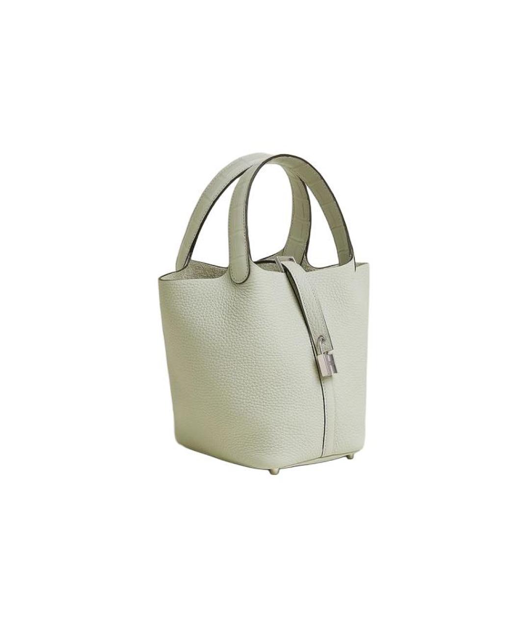 HERMES Серая кожаная сумка с короткими ручками, фото 2