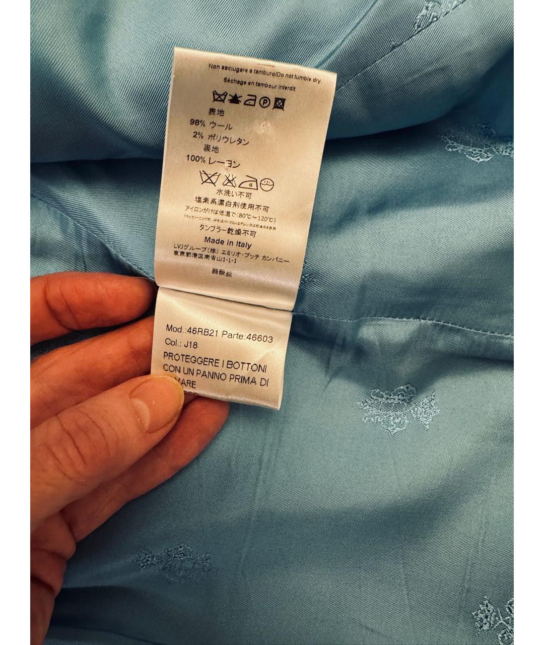 EMILIO PUCCI Голубой шерстяной жакет/пиджак, фото 6