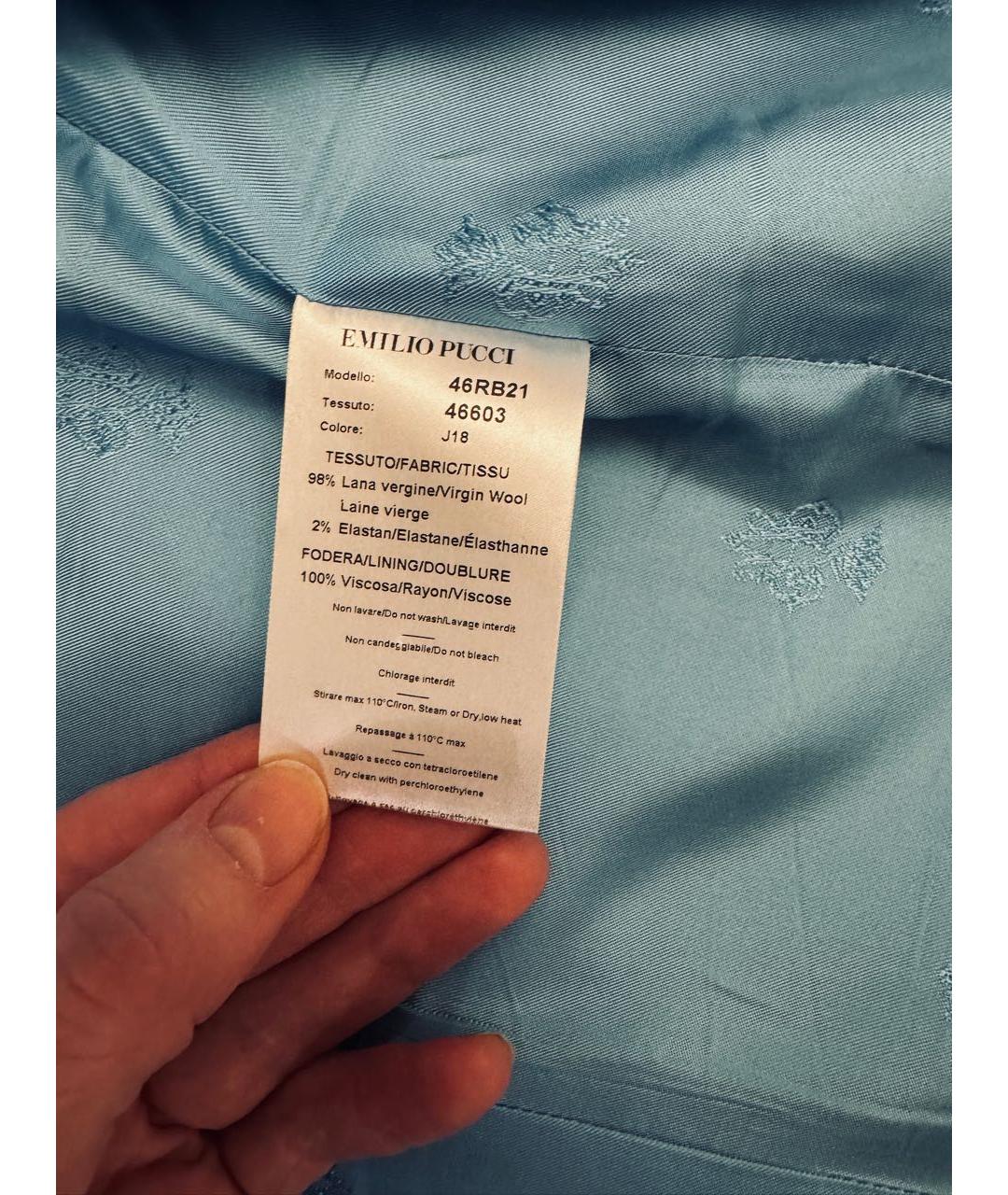 EMILIO PUCCI Голубой шерстяной жакет/пиджак, фото 5