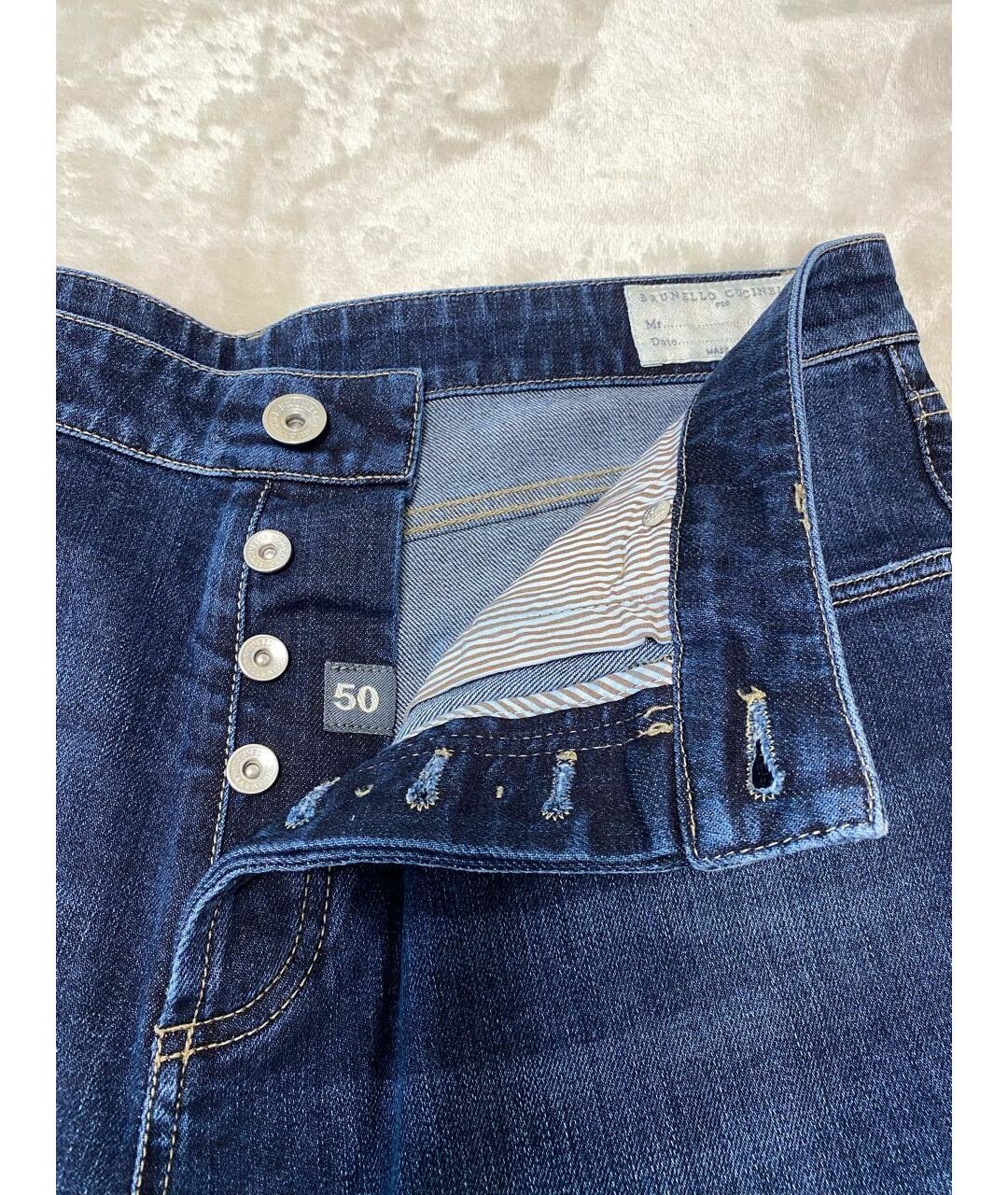 BRUNELLO CUCINELLI Синие хлопко-эластановые джинсы, фото 6