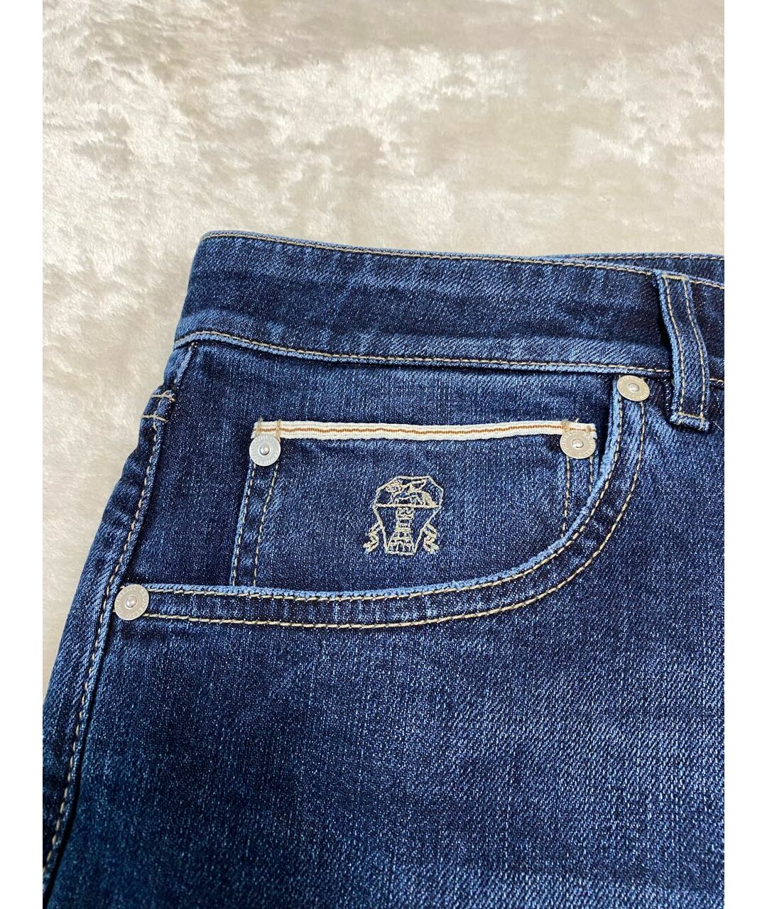 BRUNELLO CUCINELLI Синие хлопко-эластановые джинсы, фото 4