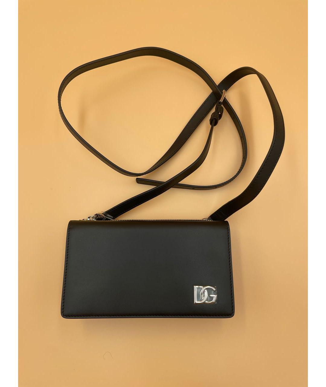 DOLCE&GABBANA Черная кожаная сумка через плечо, фото 9